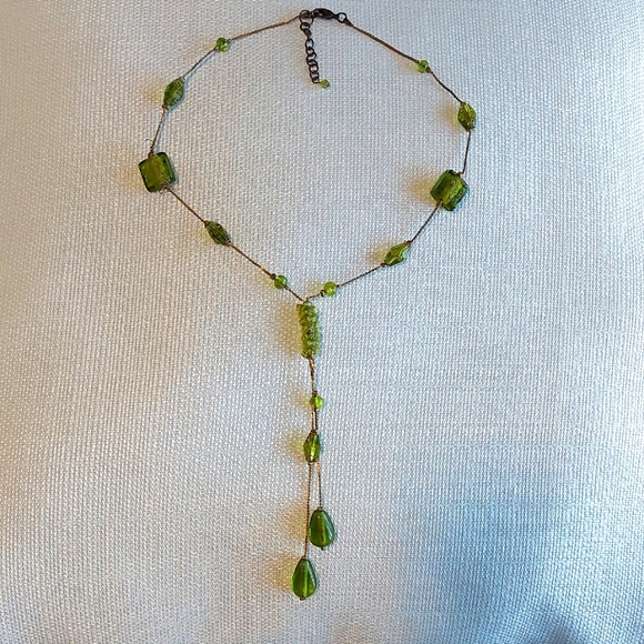Green Necklace With Wire Wrapped Beads - Picture 1 of 4